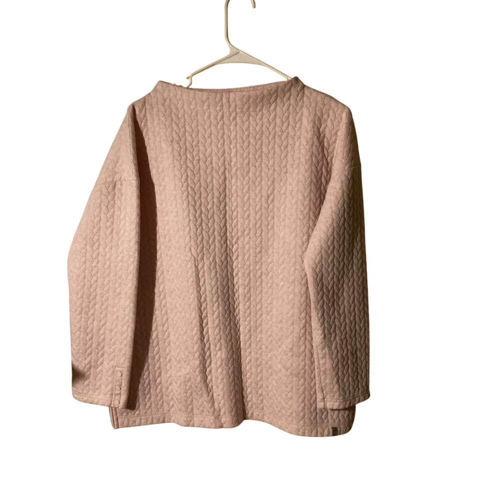 5143 Talbots Pink Quilted  Sparkly Pullover Long Sleeve Top Size Medium